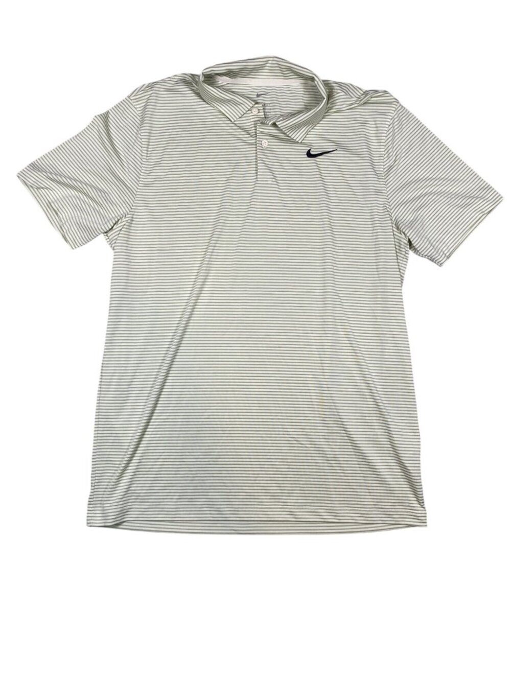 Nike Mens Dri-Fit Green & White Striped Short Sleeve Polo Shirt Size L